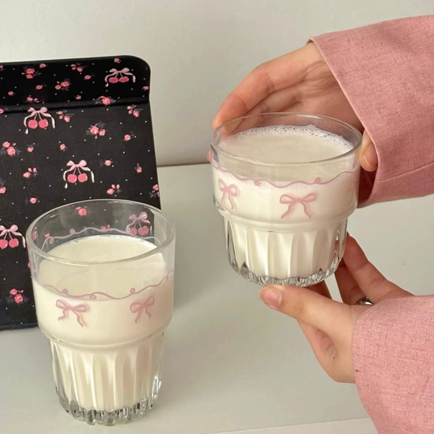 Pink Ribbon Glass Cup - 260ML & 380ML