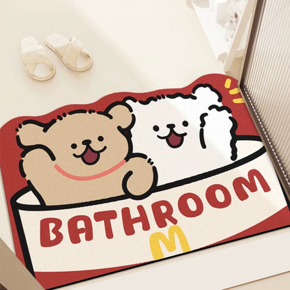 Happy Puppy Bathroom Absorbant Mat - Size 40x60cm / 50x80cm | Quick-Drying and Absorbent