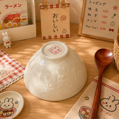 Japanese Ramen Illustration Ceramic Bowl, 800ML