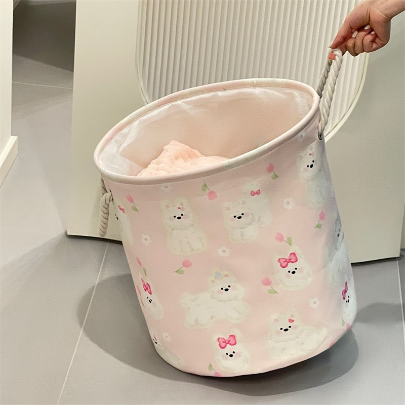 Cat & Puppy Linen Storage Basket - Foldable & Water-Resistant
