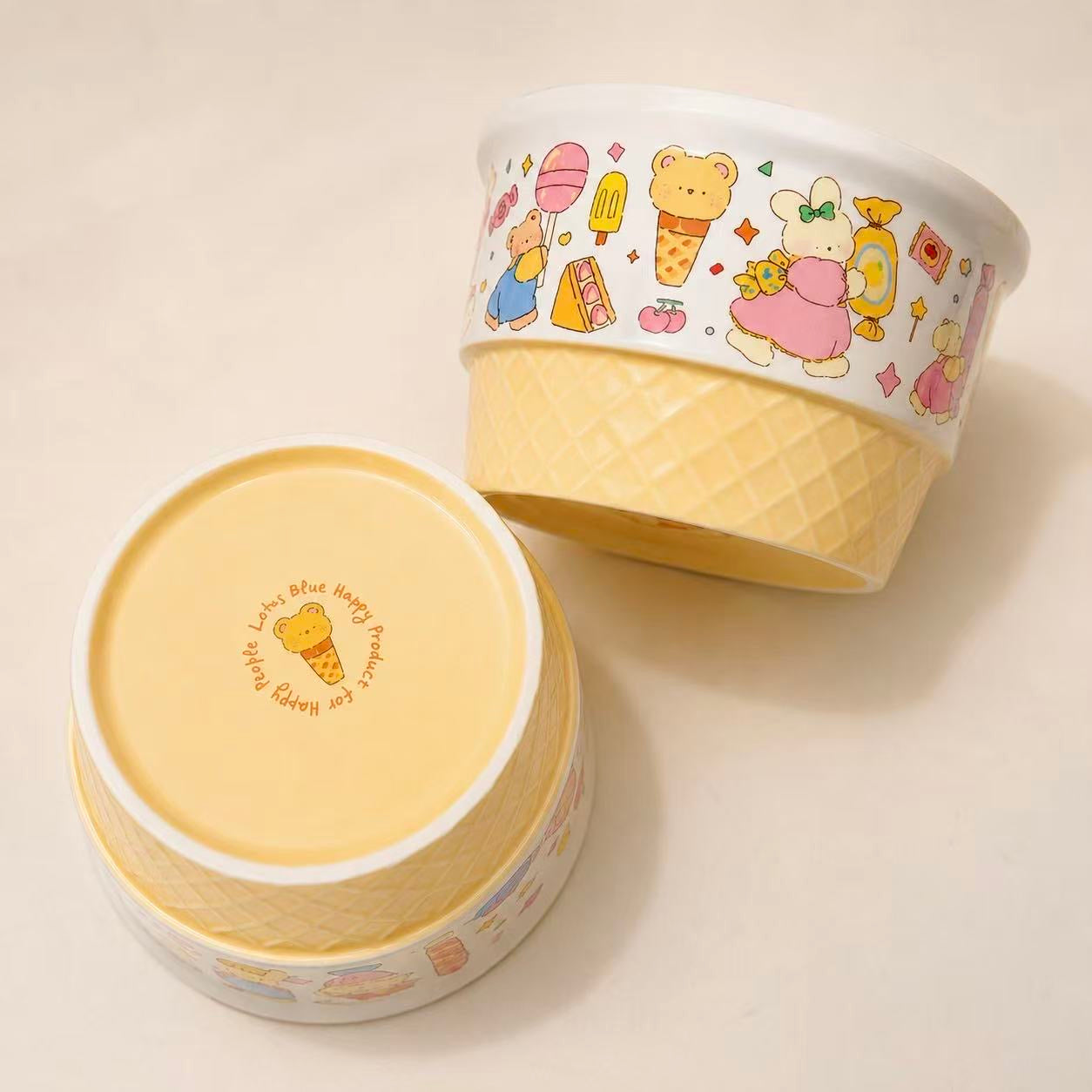 Ice Cream Party Ceramic Cereal Bowl - Artist Collaboration, 560ML