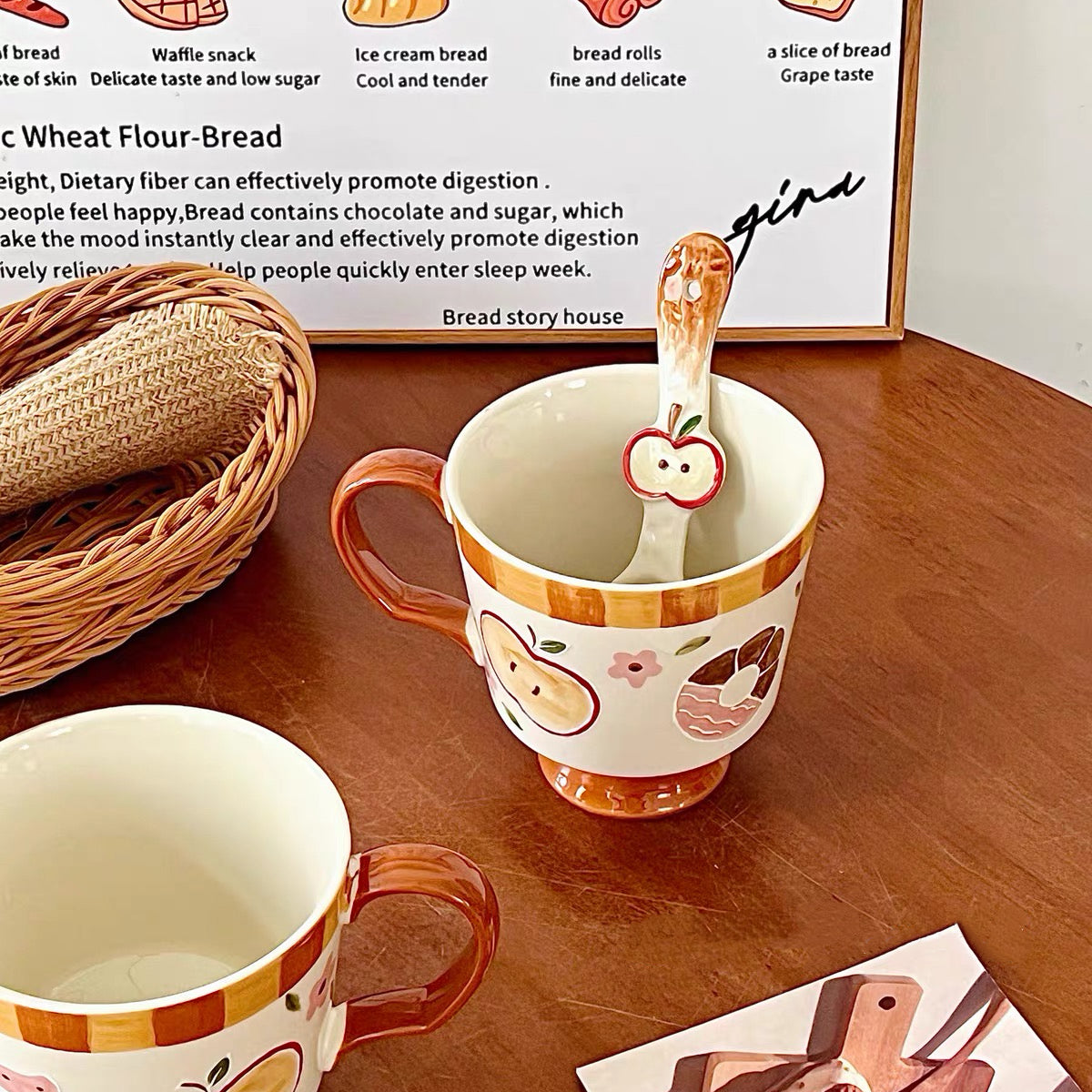 Embossed Apple & Donut Ceramic Mug – 500ML