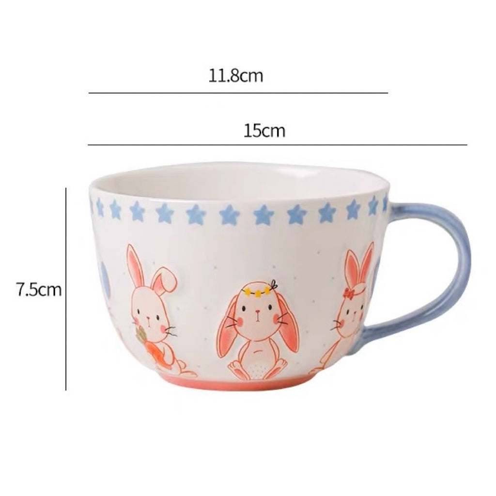 Embossed Bunny Ceramic Breakfast Mug - 450ML