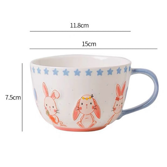 Embossed Bunny Ceramic Breakfast Mug - 450ML