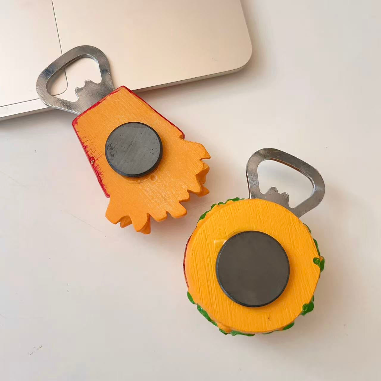 Burger & Fries Fridge Magnet Bottle Opener