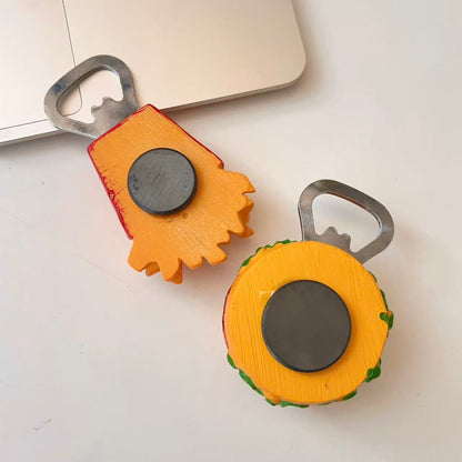 Burger & Fries Fridge Magnet Bottle Opener