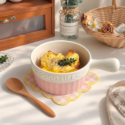Good Life Morandi Ceramic Baking Bowl with Handle – 600ML