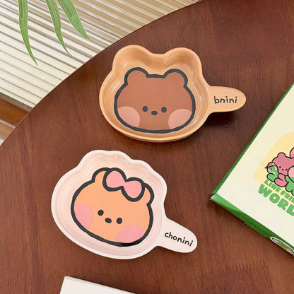 Brown Bear Family Ceramic Sauce Dish