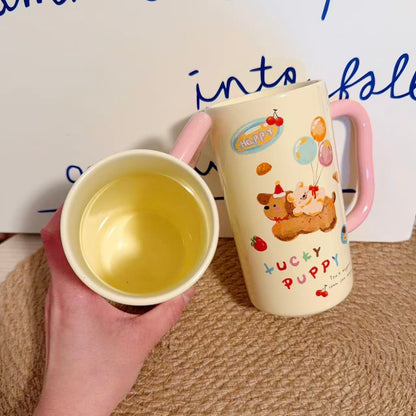 Lucky Puppy Cute Ceramic Mug - 400ML Capacity