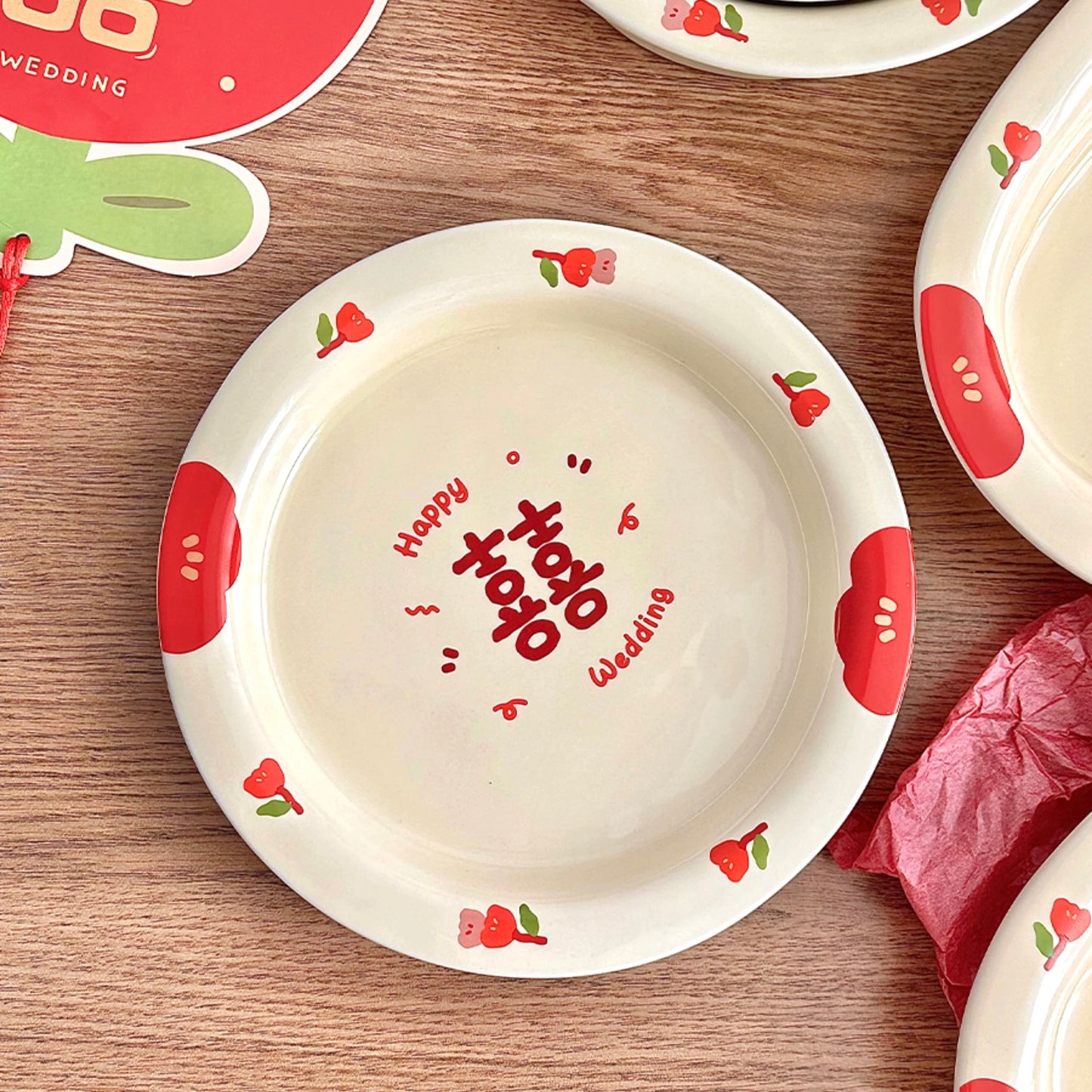 Double Happiness Wedding Ceramic Tableware Gift Set - Set of 8