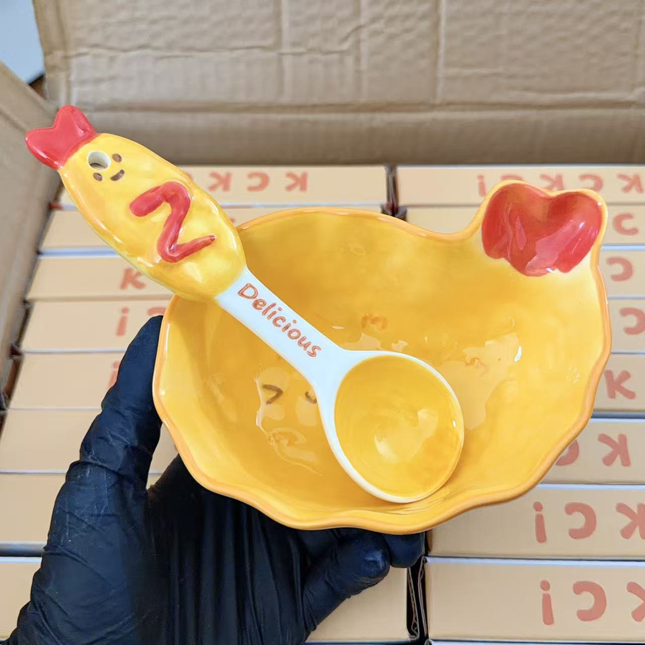 Kawaii Fried Shrimp Ceramic Spoon