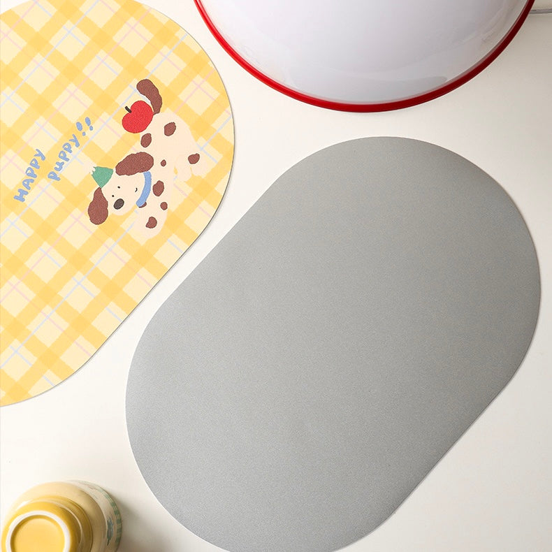 Colorful Puppy Leather Dining Table Mats, 45x30cm