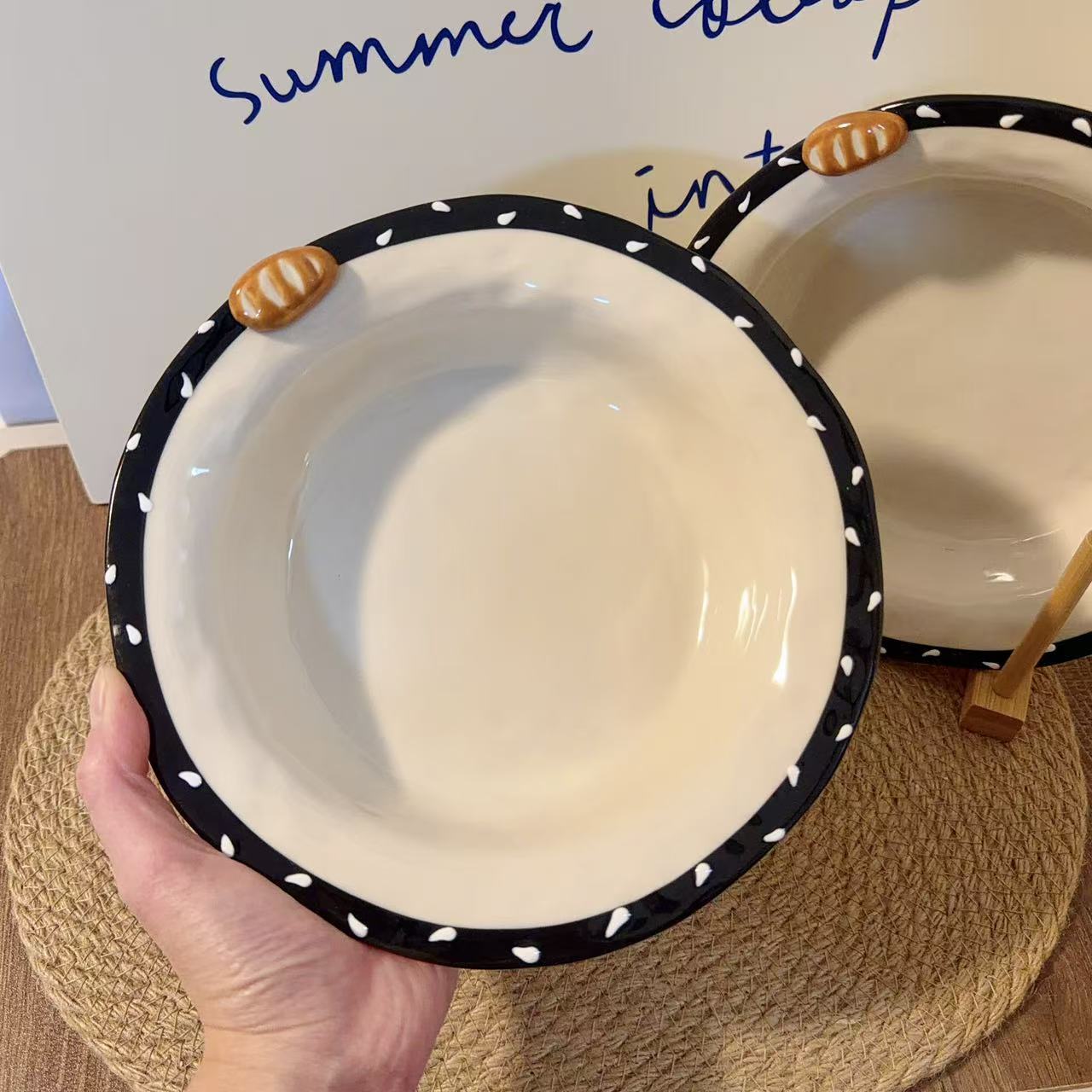 Sesame Bread Ceramic Deep Plate, 8-Inch