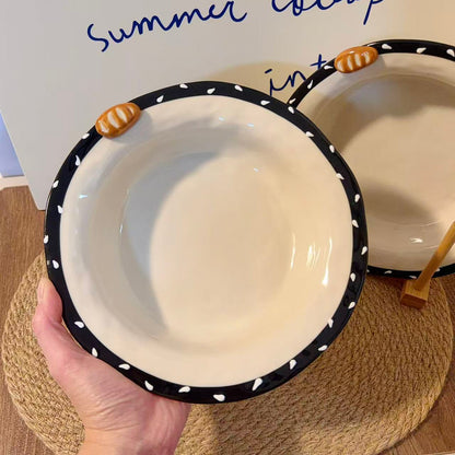 Sesame Bread Ceramic Deep Plate, 8-Inch