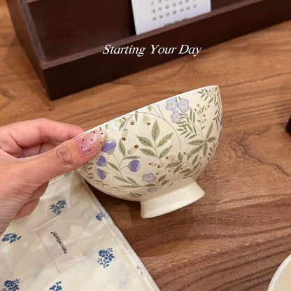 Vintage Floral Ceramic Bowl Gift Set – Set of 4