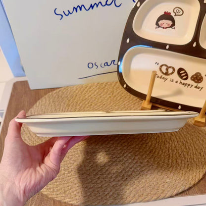 Bread Girl Ceramic Divided Breakfast Plate, 10-Inch