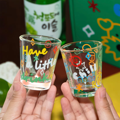 Doodle Dog Soju Shot Glass Gift Set, 70ML – Set of 4