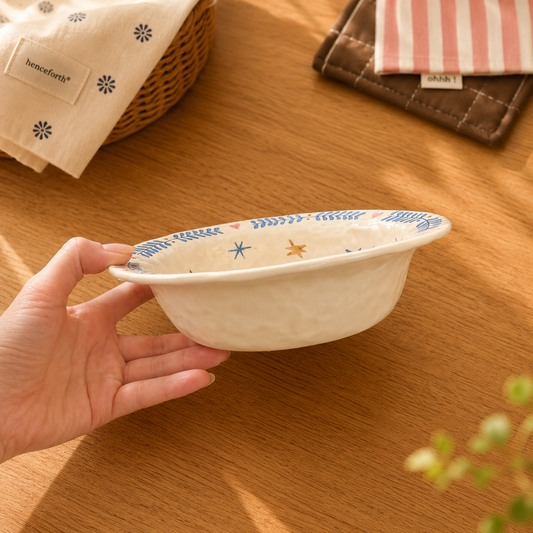 Trojan Blue Horse Ceramic Pasta Plate, 7.6-Inch