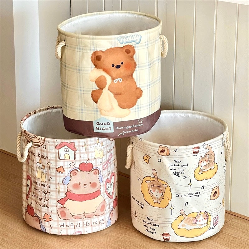 Cute Animal Linen Storage Basket - Foldable & Water-Resistant