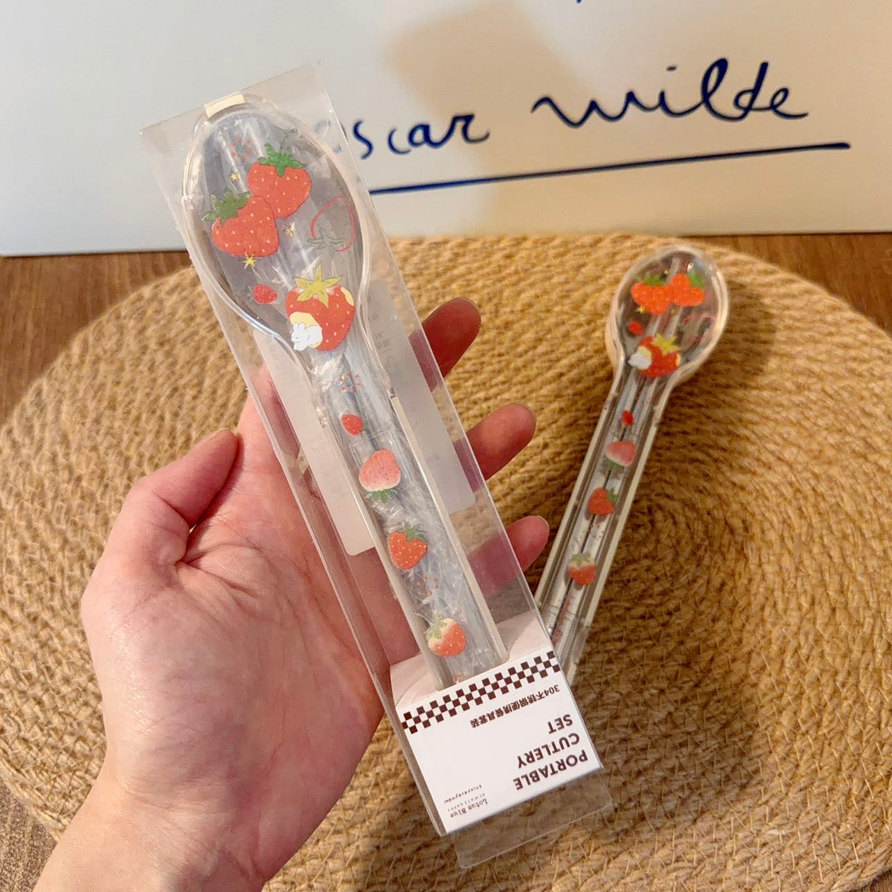 Strawberry Cutlery Set with Travel Case - Set of 2