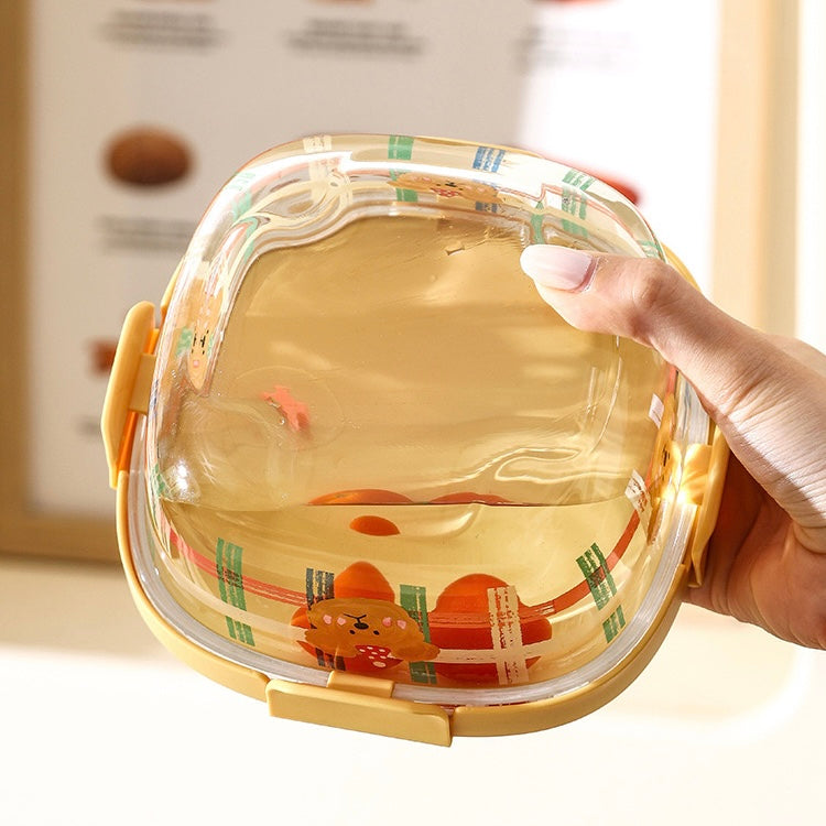 Cute Bear Glass Food Container - 800ML Bento Box