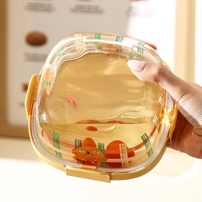 Cute Bear Glass Food Container - 800ML Bento Box