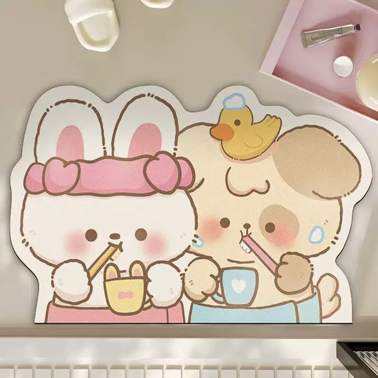 Bunny Couple Bathroom Absorbent Mat - Size 50x80cm