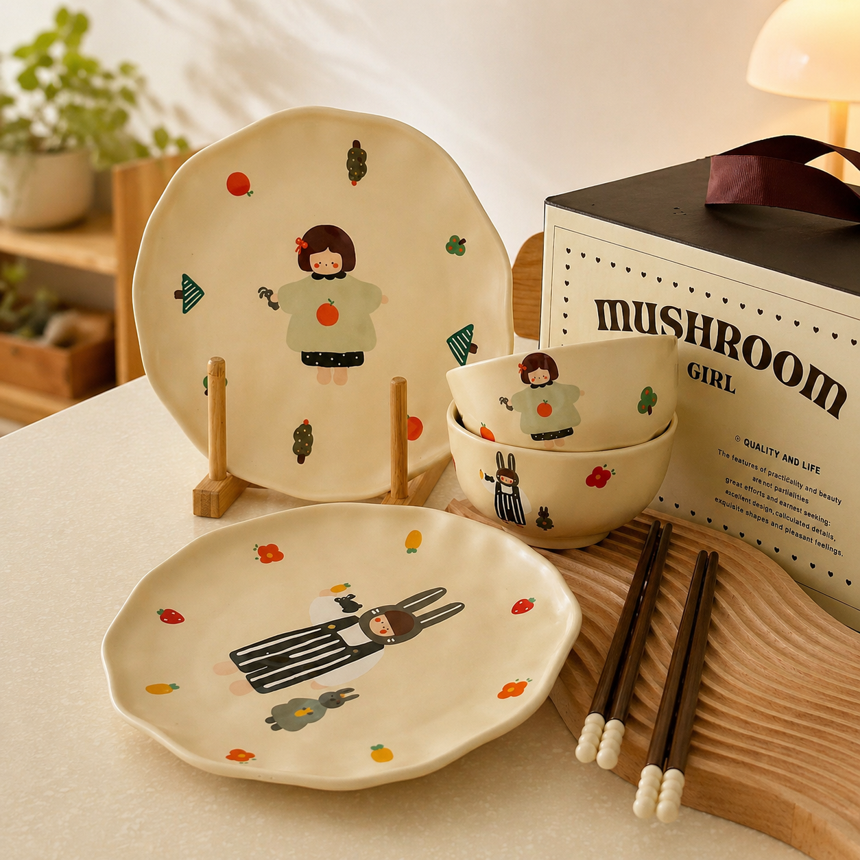 Cute Couple Series Tableware Gift Set - Set of 6