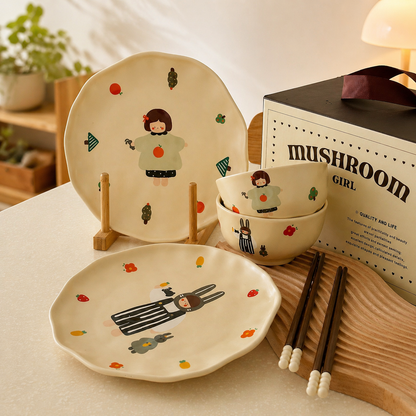 Cute Couple Series Tableware Gift Set - Set of 6