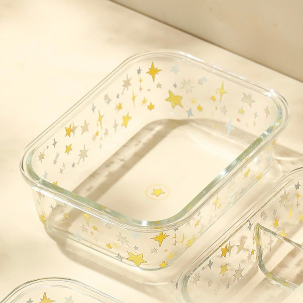 Colorful Star Glass Food Container - 850ML Bento Box