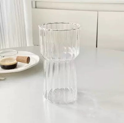 Floral ribbed glass cups with elegant wavy rim, available in 325ML and 550ML