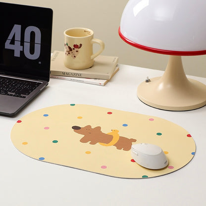 Colorful Puppy Leather Dining Table Mats, 45x30cm
