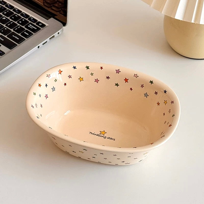 Twinkling Star Oval Ceramic Bowl - Gift Ready Packaging