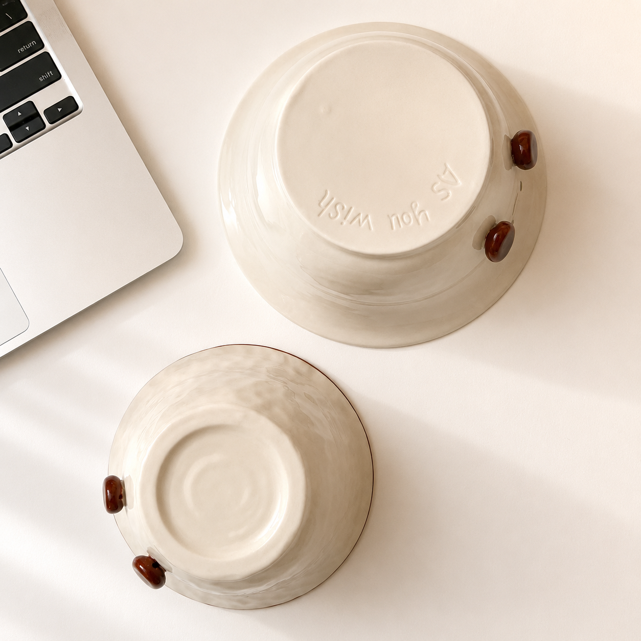Hand-Painted Cocoa Bean Ceramic Bowls – 300ML & 600ML