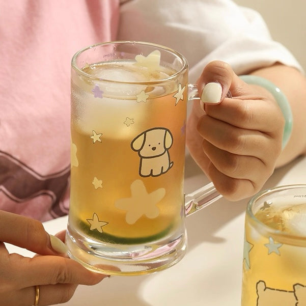 Starry Puppy Glass Beer Mug - 400ML Capacity