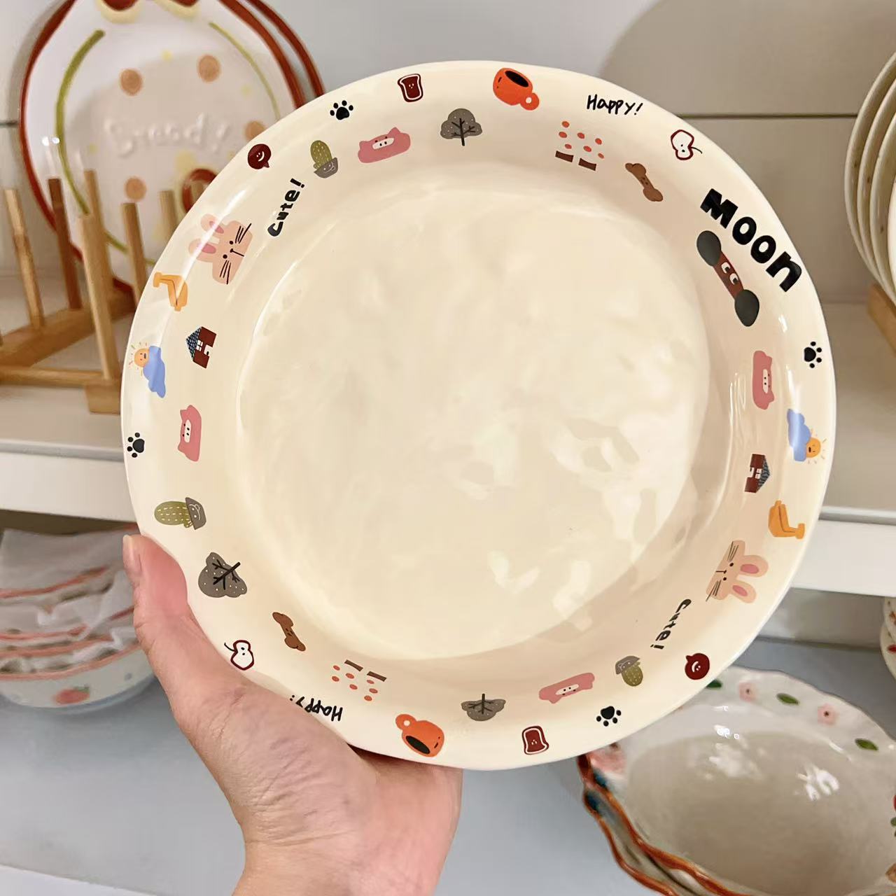 Moon Dog Series Ceramic Soup Plate, 8.5-Inch