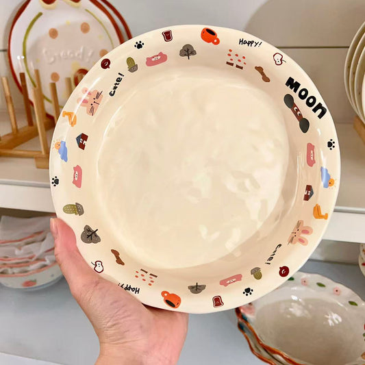 Moon Dog Series Ceramic Soup Plate, 8.5-Inch