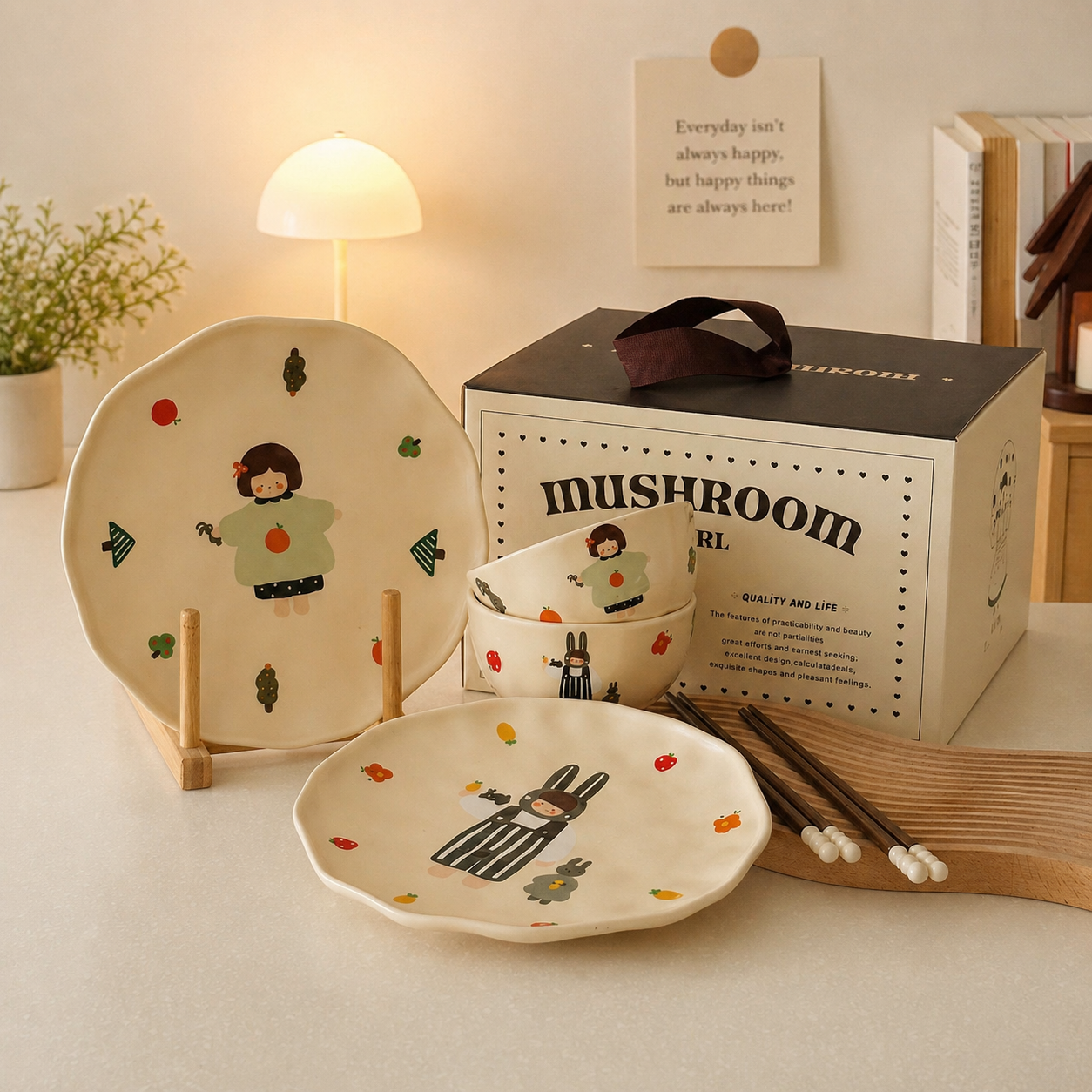 Cute Couple Series Tableware Gift Set - Set of 6