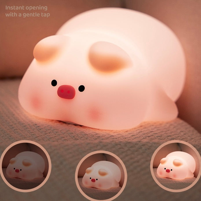 Cute Piggy Tap Night Light - USB Rechargeable