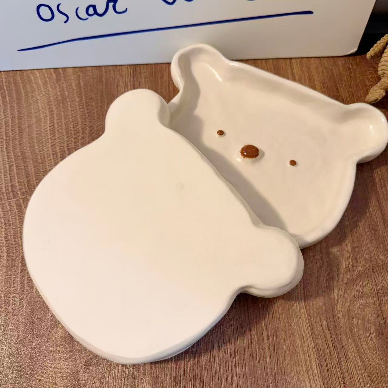 Bear-Shaped Ceramic Dessert Plate - 7.7-Inch