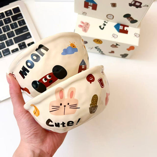 Moon Dog Series Ceramic Cereal Bowl - 350ML