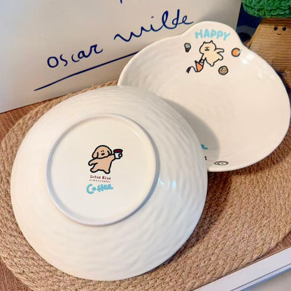 Coffee Puppy Ceramic Plate with Handle, 8-Inch