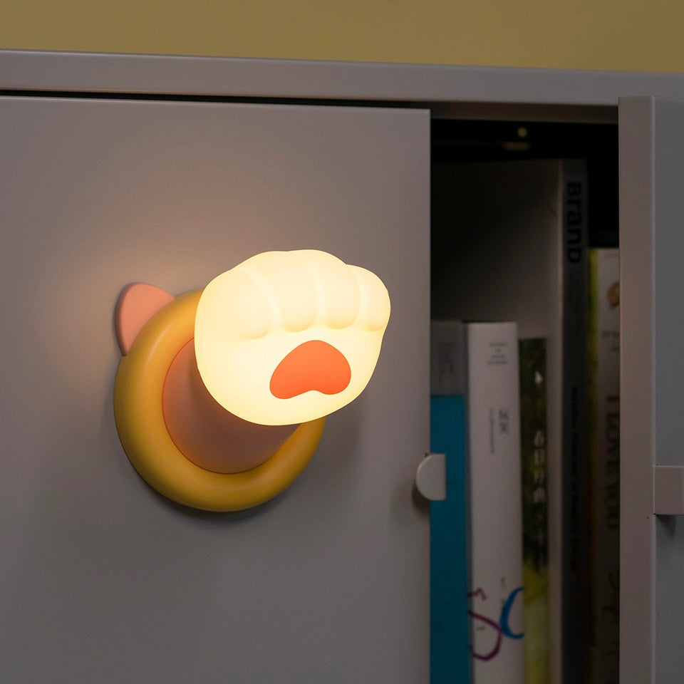 Cute Cat Paw Magnetic Tap Night Light - USB Rechargeable, 3 Brightness Levels