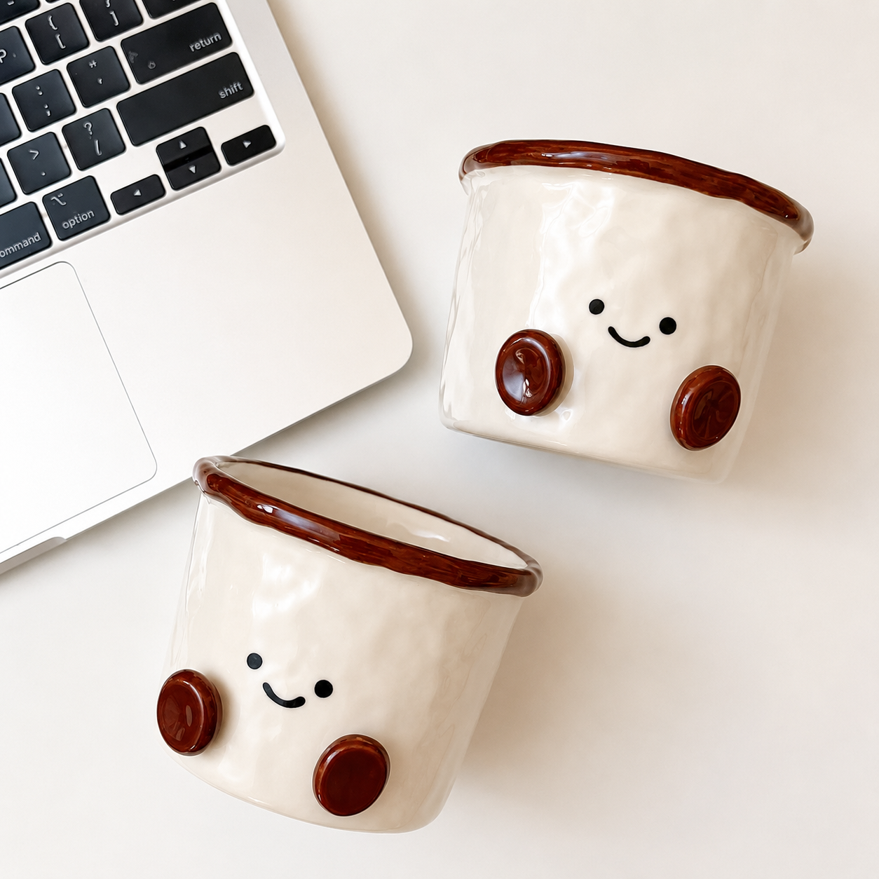 Hand-Painted Cocoa Bean Ceramic Coffee Mug - 280ML