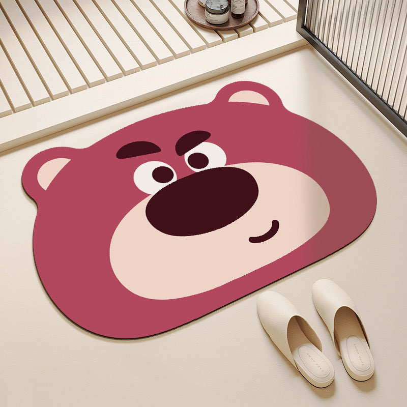 Strawberry Bear Bathroom Absorbant Mat - Size 40x60cm | Quick-Drying and Absorbent