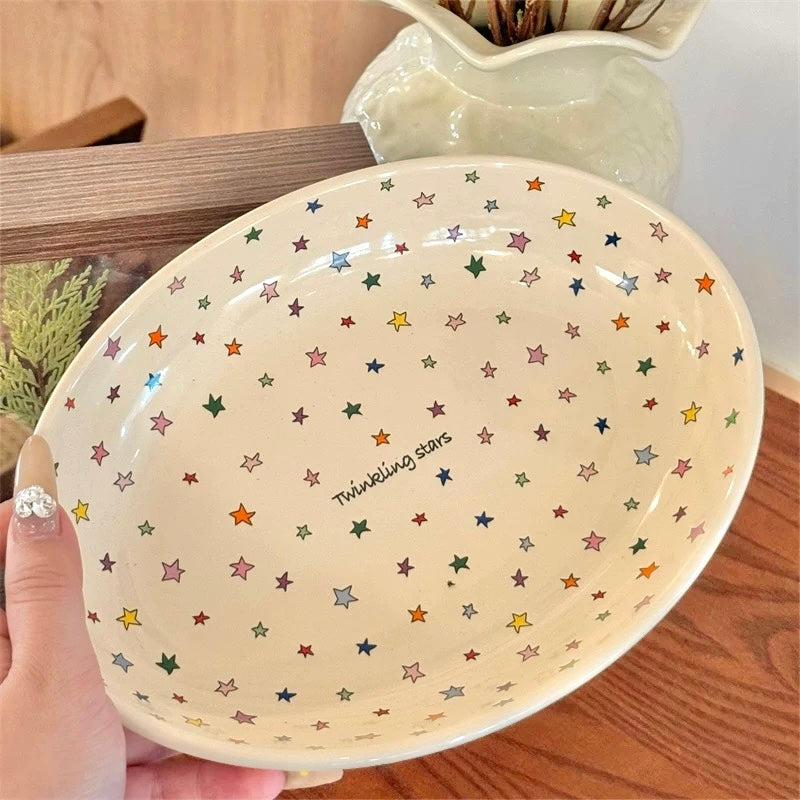 Twinkling Star Oval Ceramic Plate – Gift Ready Packaging