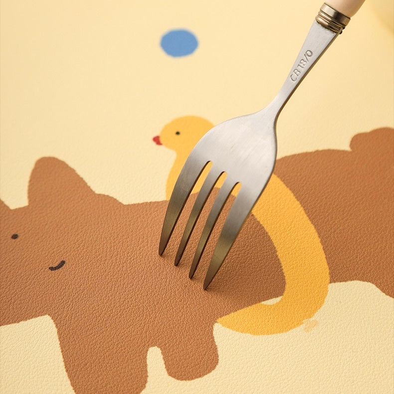 Colorful Puppy Leather Dining Table Mats, 45x30cm