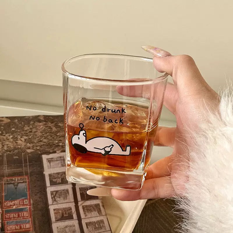 Tipsy Cat & Dog Glass Whiskey Tumbler - 300ML