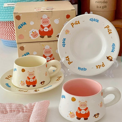 Creamy Piggy Ceramic Coffee  Mug Set, 270ML Capacity