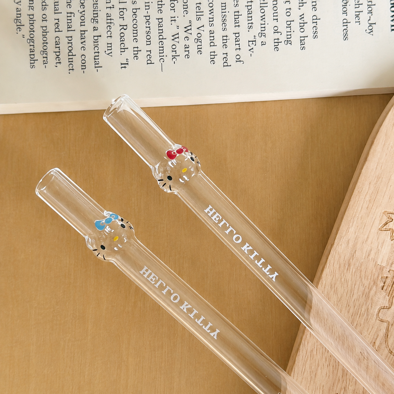 Reusable Kitty Kawaii Glass Straw – 21CM
